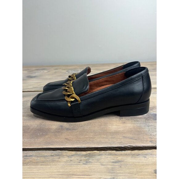 Vionic Mizelle Loafer Womens 7 Black Leather with Gold Chain Accent - Picture 4 of 9